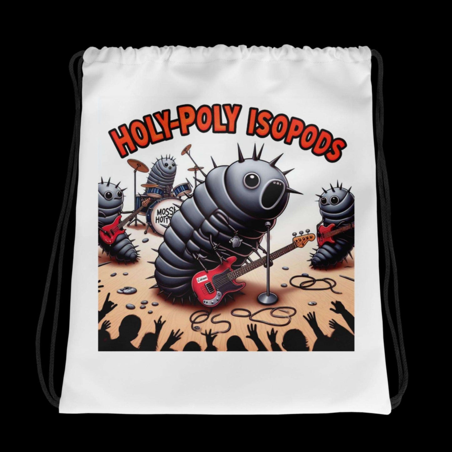 Isopod rolly polly pillbug rocker punk metal rock band cinch bag tote pack spiked spiky holy-poly exclusive for sale bug crustacean isopoda pillbug