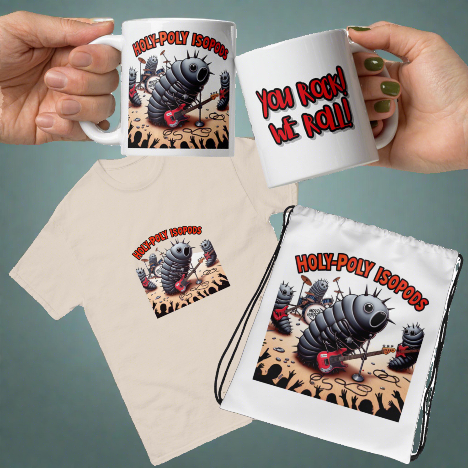 Holy-Poly Isopods Rocks Bundle For Sale (Discounted mug, shirt, bag)