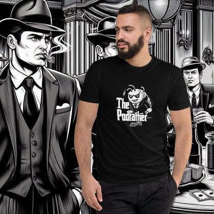 Holy-Poly Isopods exclusive men’s tee t-shirt "The Podfather" gangster mobster boss godfather b&w black white funny