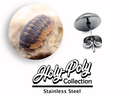 cubaris red tiger Isopod Stainless Stud Earrings (Rollie Pollie Roly Poly pillbug pet isopoda)