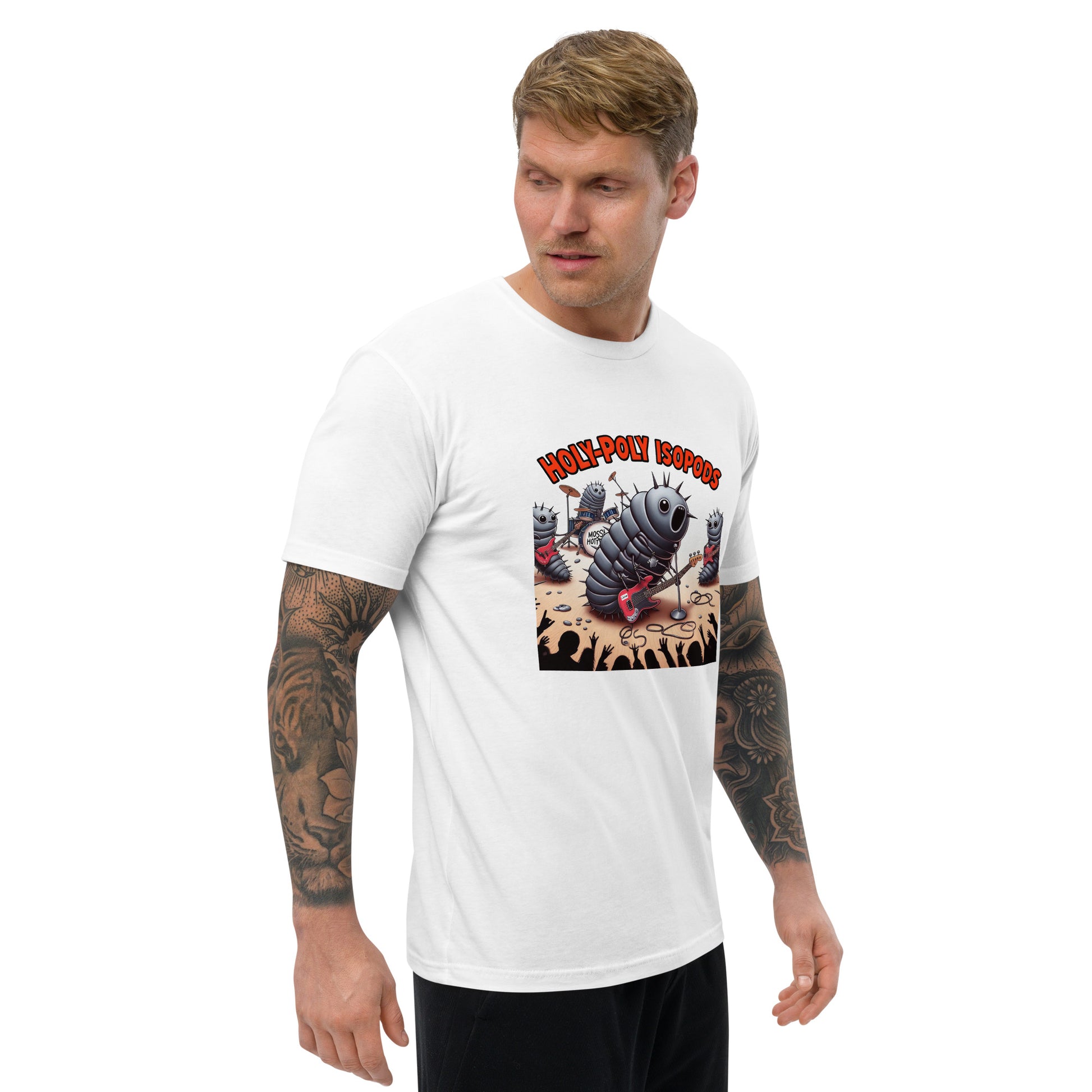 Holy-Poly Isopods exclusive - Tee T-Shirt "HPI Rocks" for sale (Clothing Punk Metal Rock Music Band Pillbug Spiked Bug Spiky) White